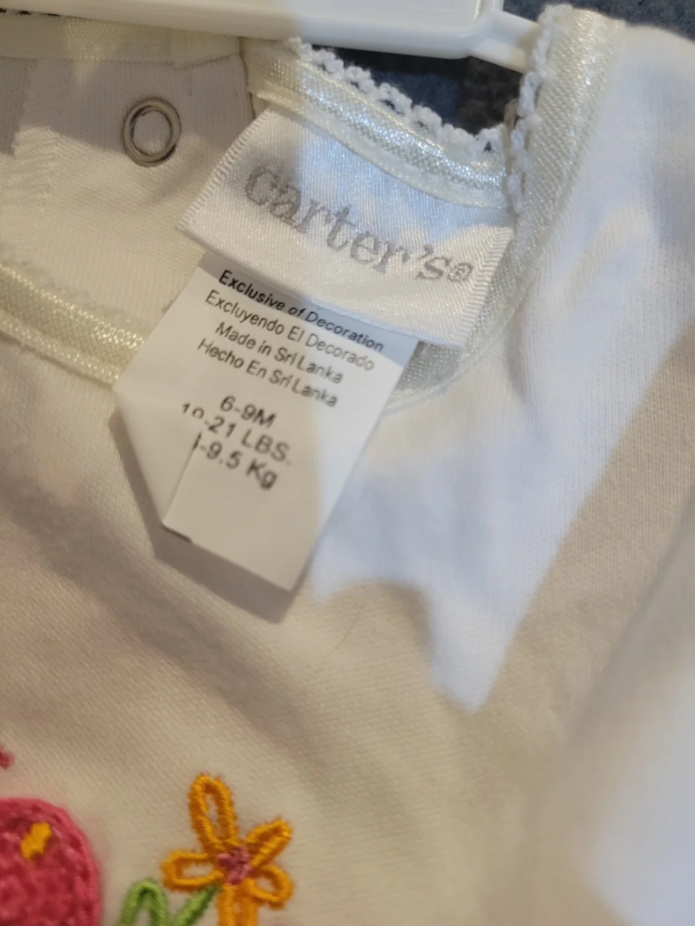 Carter's White Baby Dress with Pink and Yellow Embroidery - Picture 4 of 5